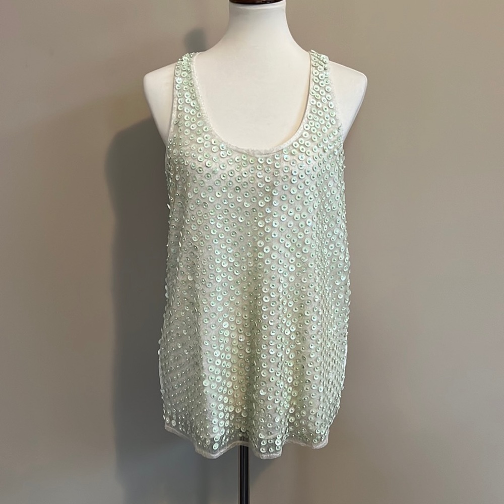 Sabine Mint Green Sequined Tank